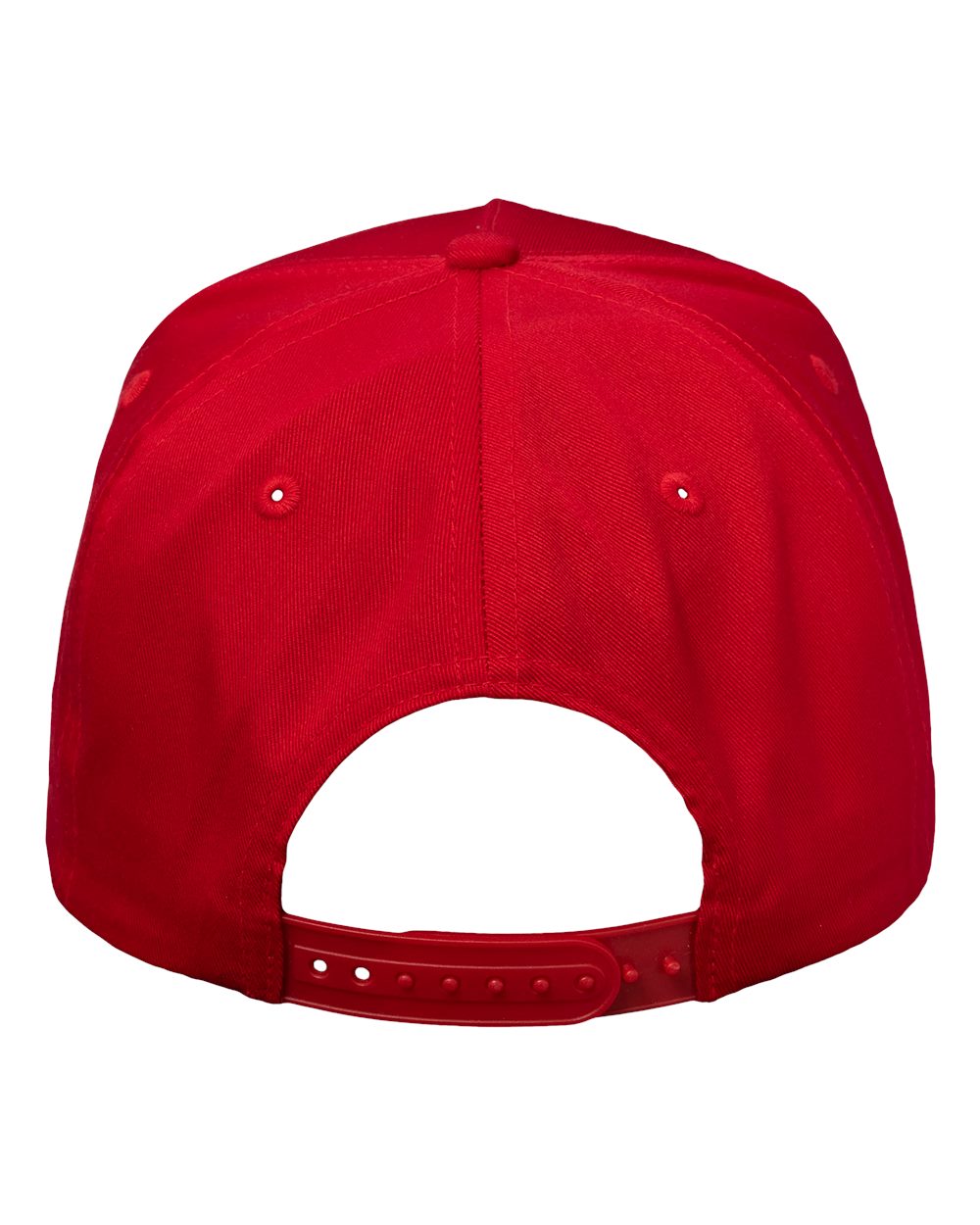 Rear View of Red Five-Panel Twill Cap - 8869