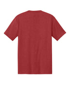 Rear View of Red Frost District Perfect Tri Tee. DM130