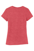 Rear View of Red Frost District Women's Perfect Tri Tee. DM130L