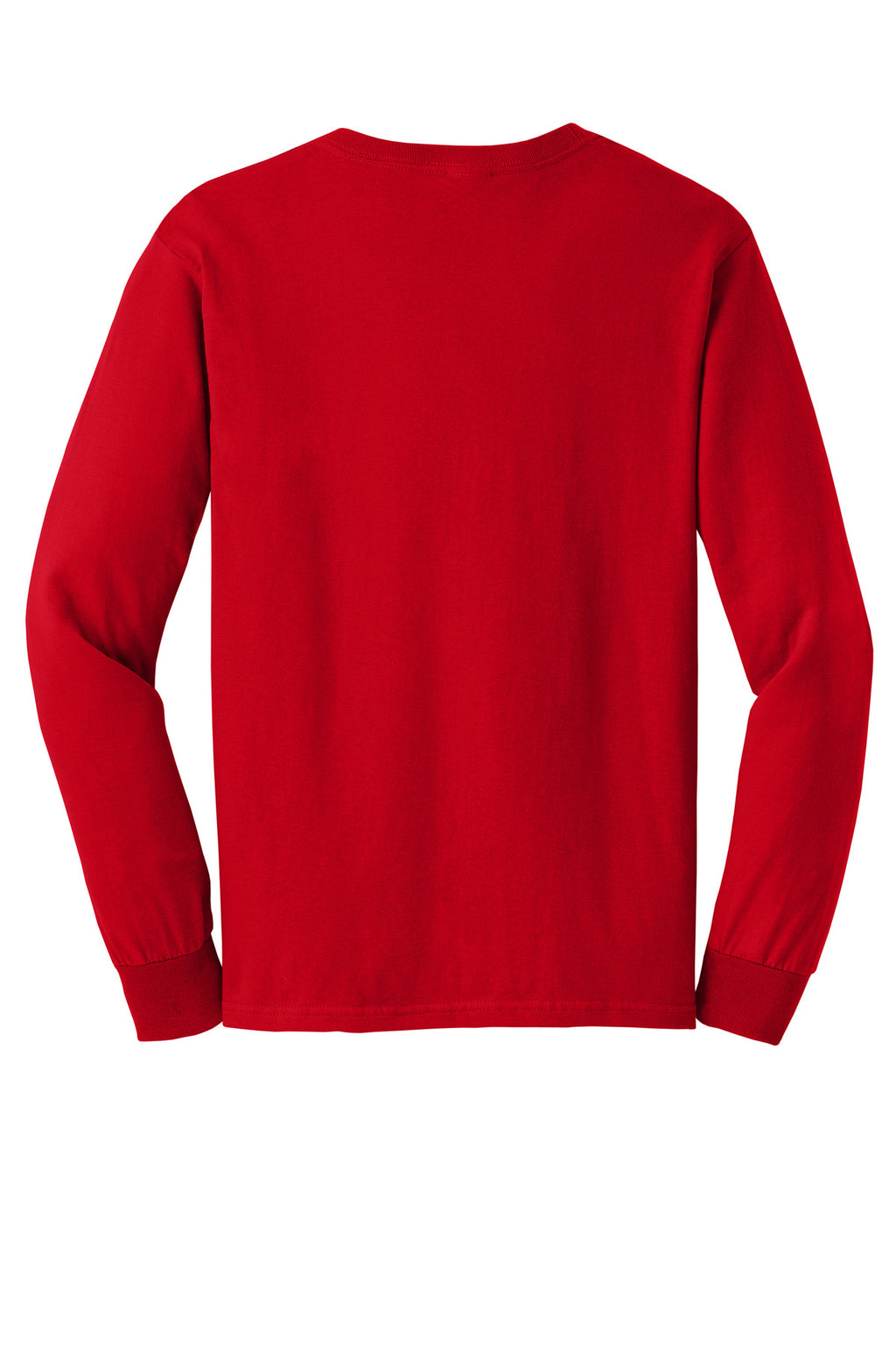 Rear View of Red Gildan - Ultra Cotton 100% US Cotton Long Sleeve T-Shirt. G2400