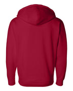 Rear View of Red Heavyweight Full-Zip Hooded Sweatshirt - IND4000Z