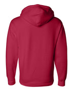 Rear View of Red Heavyweight Hooded Sweatshirt - IND4000
