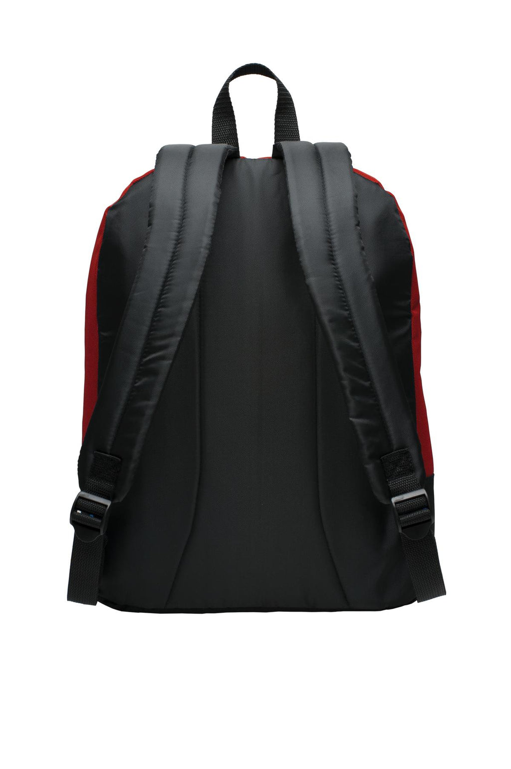 Rear View of Red Port Authority Basic Backpack. BG204