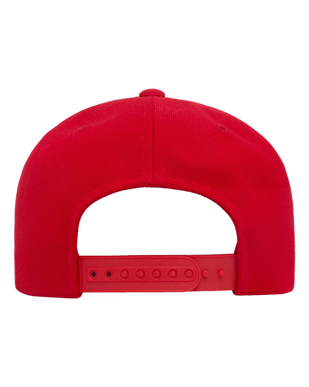 Rear View of Red Premium Flat Bill Snapback Cap - 6089M
