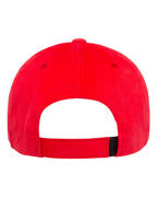 Rear View of Red Structured Brushed Twill Cap - 6363V