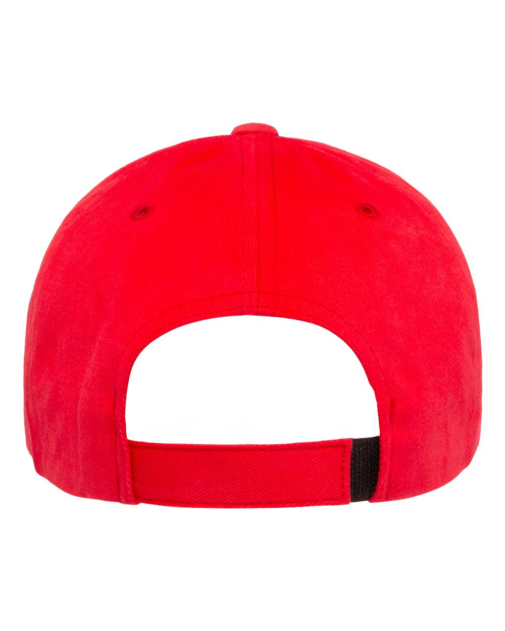 Rear View of Red Structured Brushed Twill Cap - 6363V