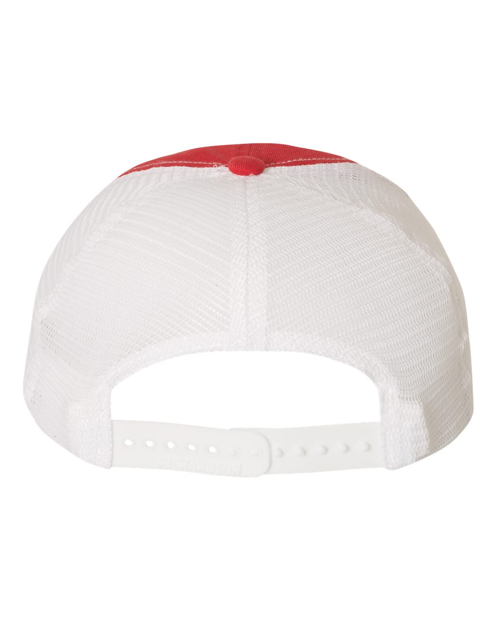 Rear View of Red/ White Garment-Washed Trucker Cap - 111