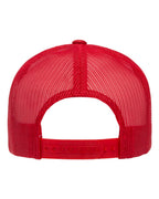Rear View of Red/ White/ Red Five-Panel Classic Trucker Cap - 6006