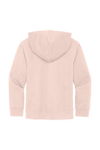 Rear View of Rosewater Pink District Youth V.I.T. Fleece Hoodie DT6100Y