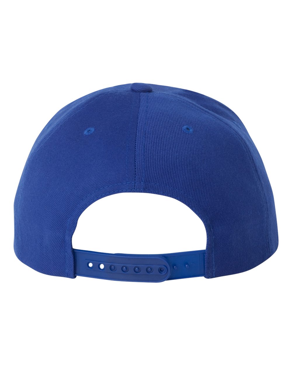 Rear View of Royal Blue Premium Flat Bill Snapback Cap - 6089M