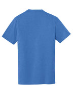 Rear View of Royal Heather New Era Heritage Blend Crew Tee. NEA100