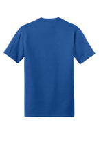 Rear View of Royal New Era Heritage Blend Crew Tee. NEA100