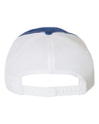 Rear View of Royal/ White Garment-Washed Trucker Cap - 111