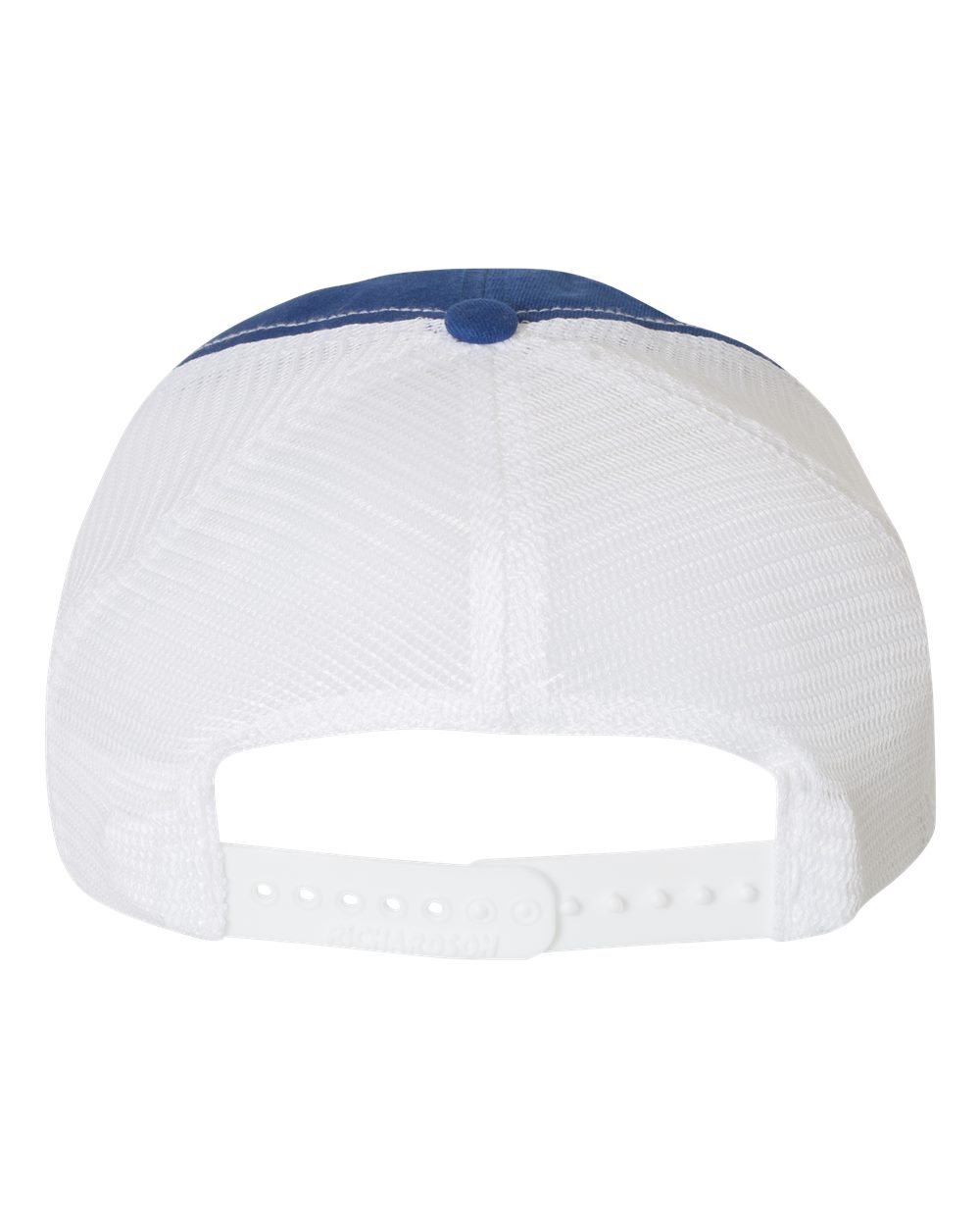 Rear View of Royal/ White Garment-Washed Trucker Cap - 111