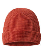 Rear View of Rust Waffle Cuffed Beanie - 146R