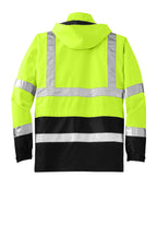 Rear View of Safety Yellow CornerStone - ANSI 107 Class 3 Waterproof Parka. CSJ24