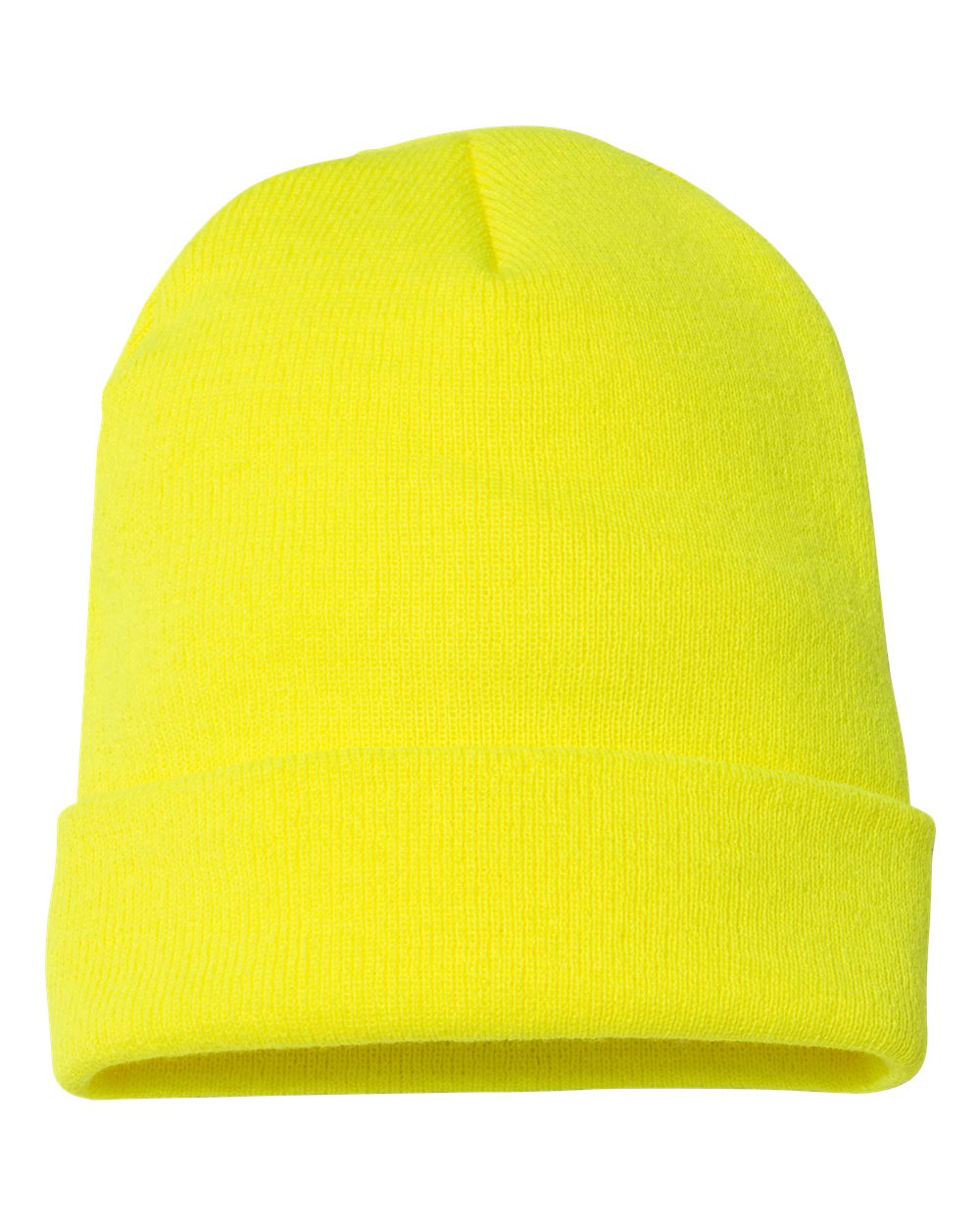 Rear View of Safety Yellow Cuffed Beanie - 1501KC
