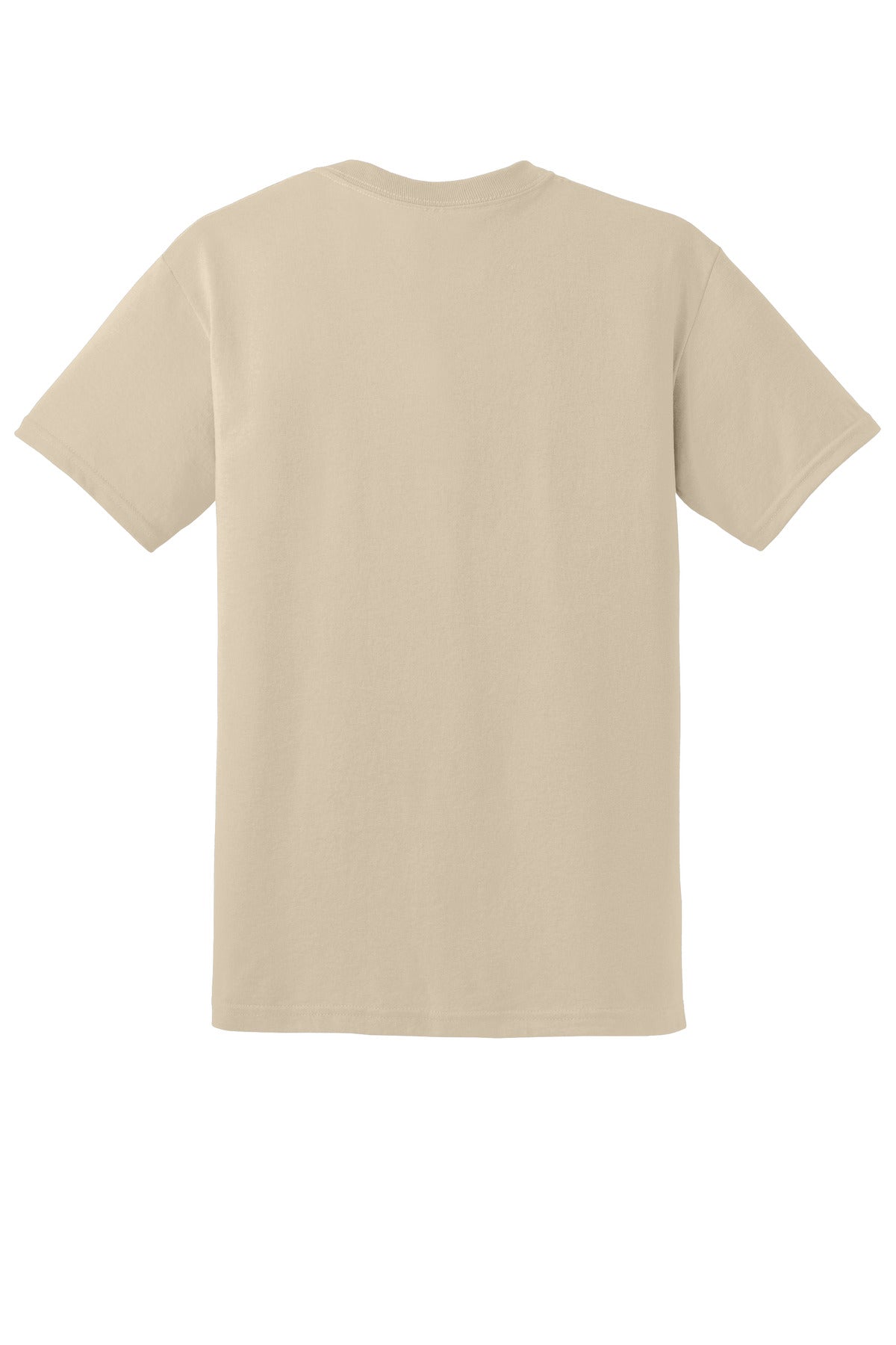 Rear View of Sand Gildan DryBlend 50 Cotton/50 Poly T-Shirt. 8000