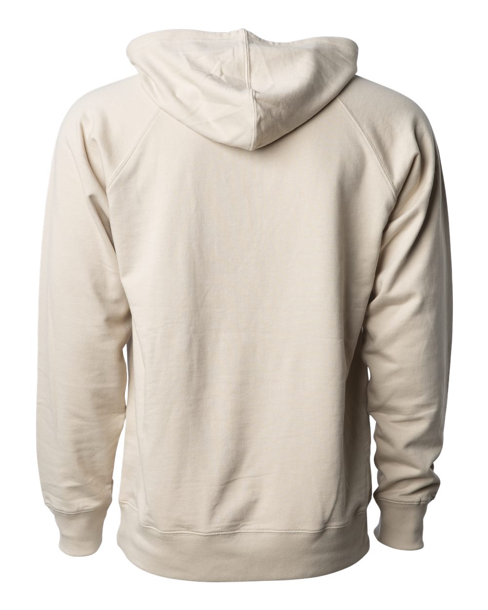 Rear View of Sand Icon Lightweight Loopback Terry Hooded Sweatshirt - SS1000