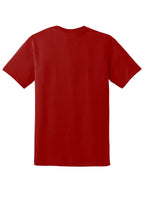 Rear View of ScarRed Gildan DryBlend 50 Cotton/50 Poly T-Shirt. 8000
