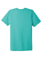 Rear View of Sea Green TB BELLA+CANVAS Unisex Triblend Short Sleeve Tee. BC3413