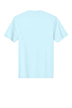 Rear View of Seaglass Blue District Perfect Weight Tee. DT104