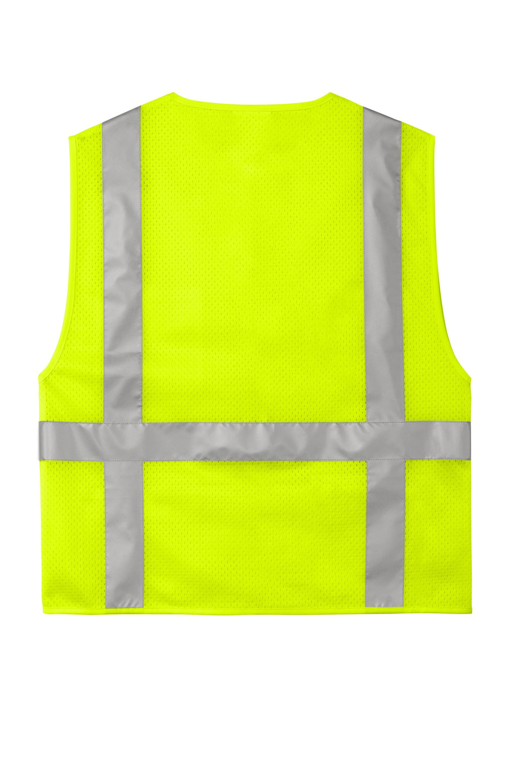 Rear View of SftyYellow CornerStone ANSI 107 Class 2 Mesh Six-Pocket Zippered Vest. CSV104