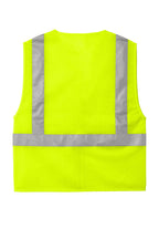 Rear View of SftyYellow CornerStone ANSI 107 Class 2 Mesh Zippered Vest. CSV102