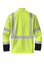 Rear View of SftyYellow CornerStone ANSI 107 Class 3 Soft Shell Jacket CSJ503