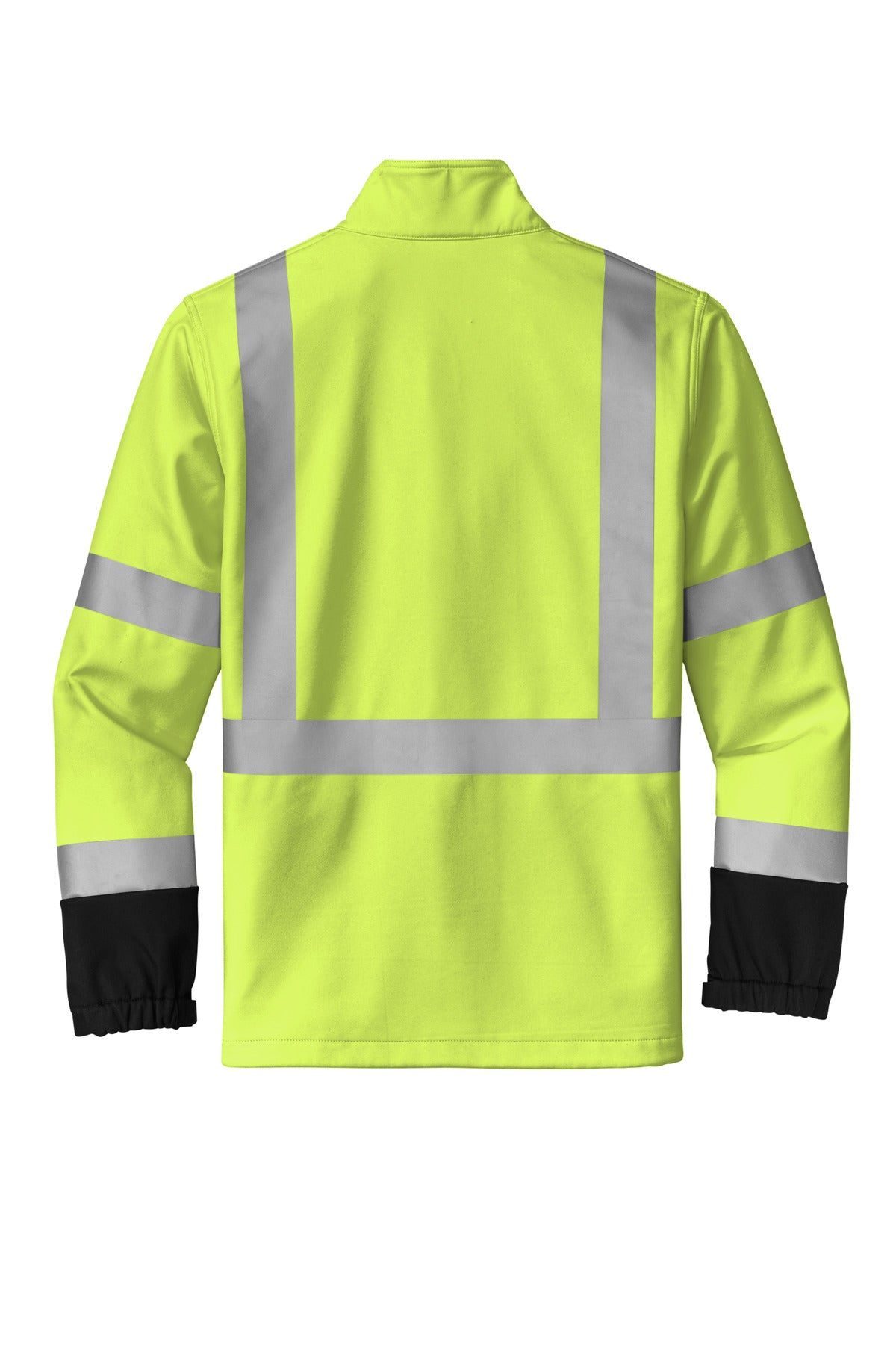 Rear View of SftyYellow CornerStone ANSI 107 Class 3 Soft Shell Jacket CSJ503