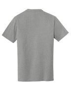 Rear View of Shadow Grey He New Era Heritage Blend Crew Tee. NEA100