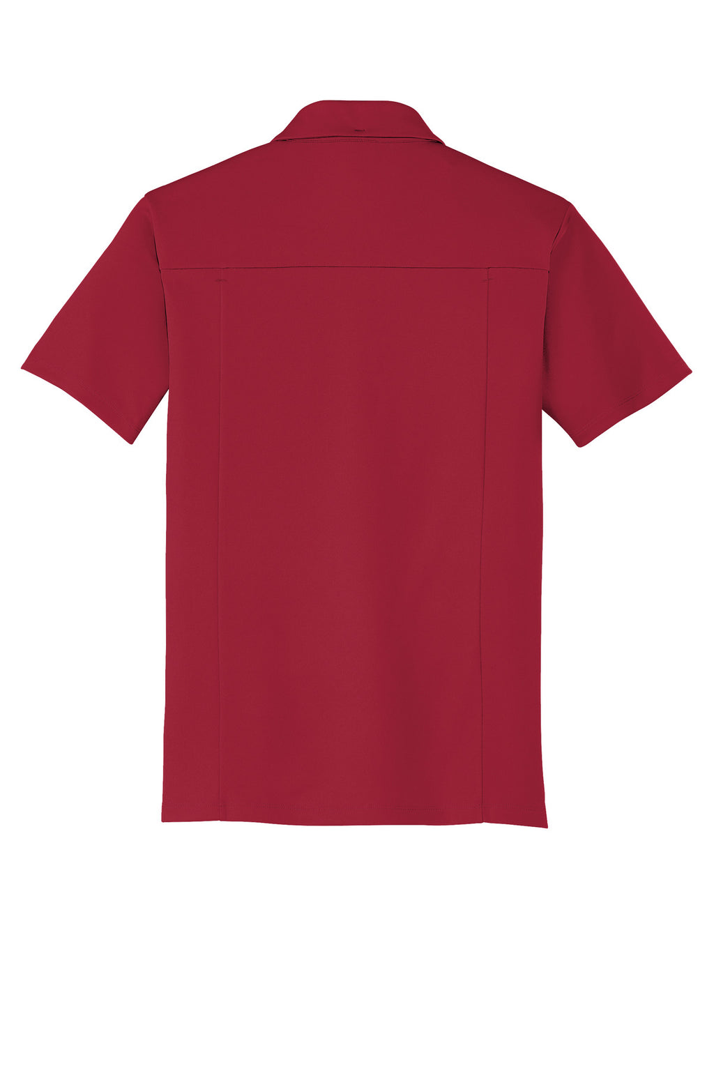 Rear View of Signal Red OGIO Framework Polo. OG125