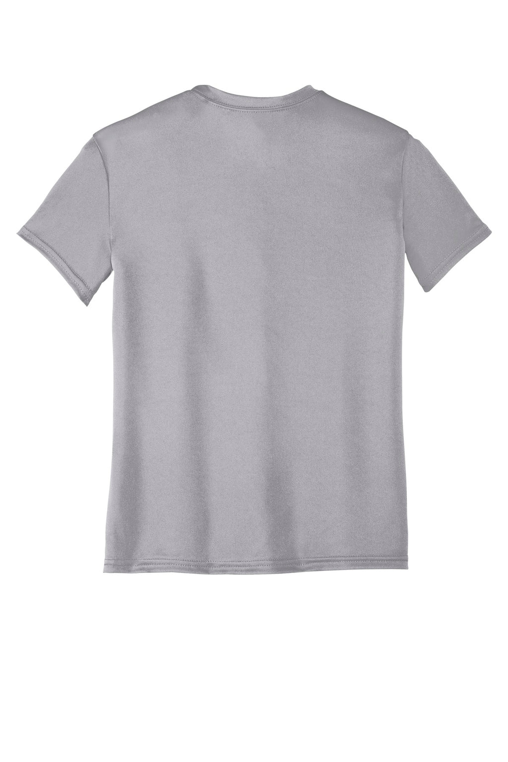 Rear View of Silver Port & Co Youth Performance Tee. PC380Y