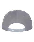 Rear View of Silver Premium Flat Bill Snapback Cap - 6089M