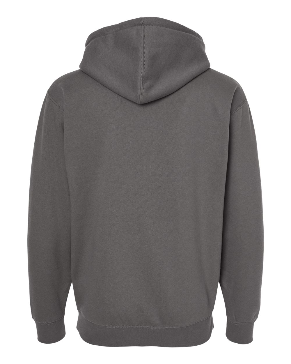 Rear View of Solid Charcoal Heavyweight Full-Zip Hooded Sweatshirt - IND4000Z
