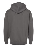 Rear View of Solid Charcoal Heavyweight Full-Zip Hooded Sweatshirt - IND4000Z