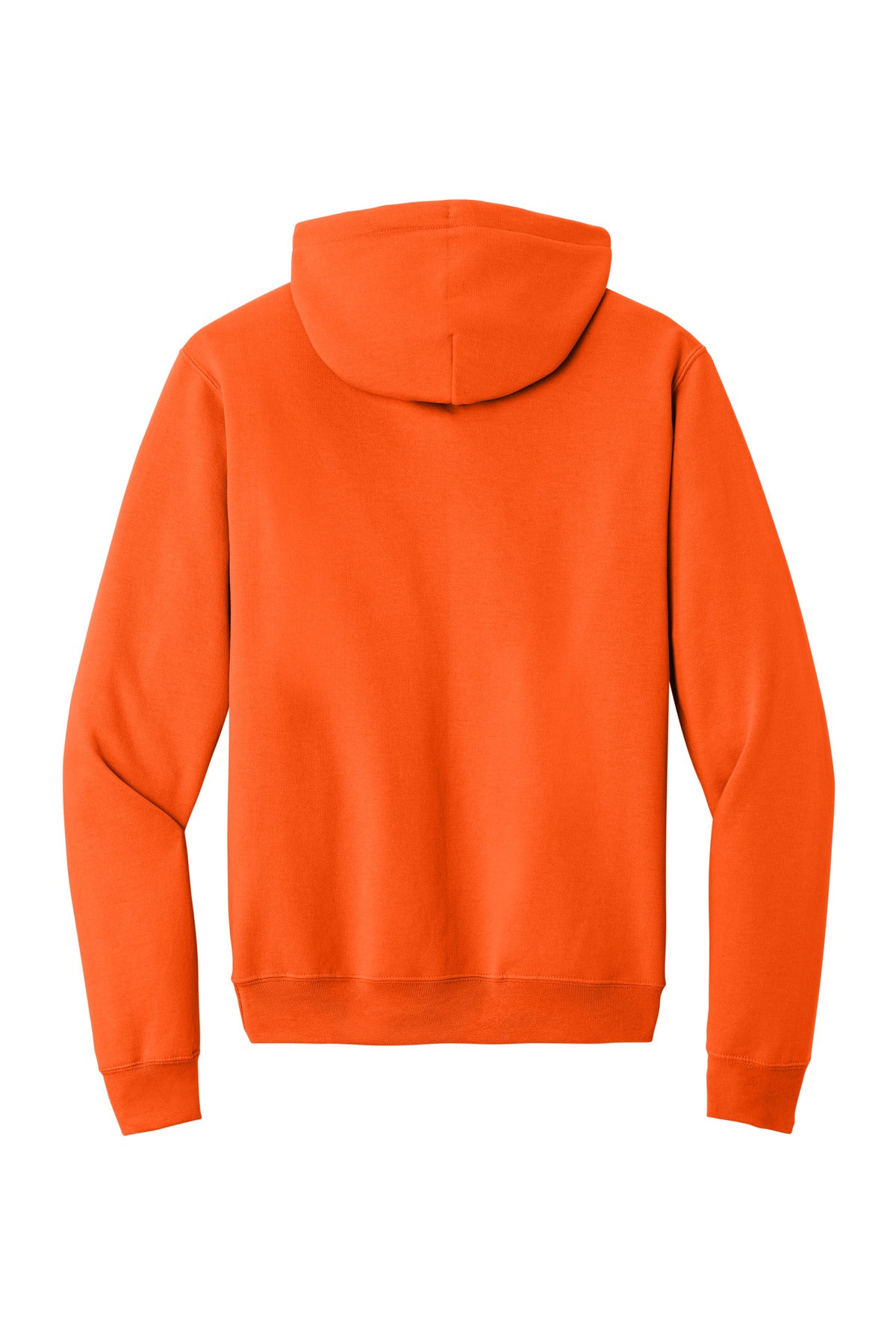 Rear View of SOrange Port & Co Core Fleece Pullover Hooded Sweatshirt. PC78H