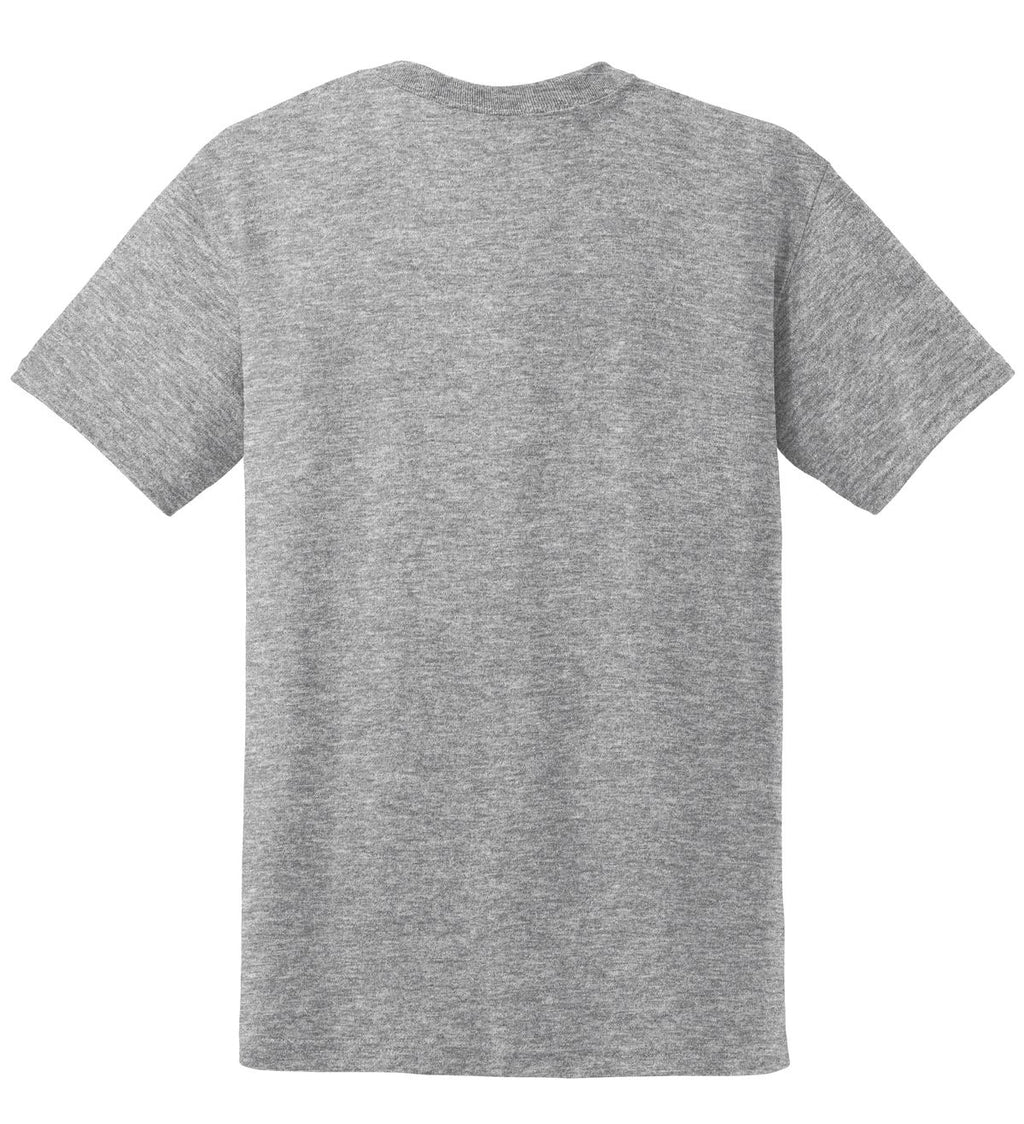 Rear View of Sport Grey Gildan DryBlend 50 Cotton/50 Poly T-Shirt. 8000