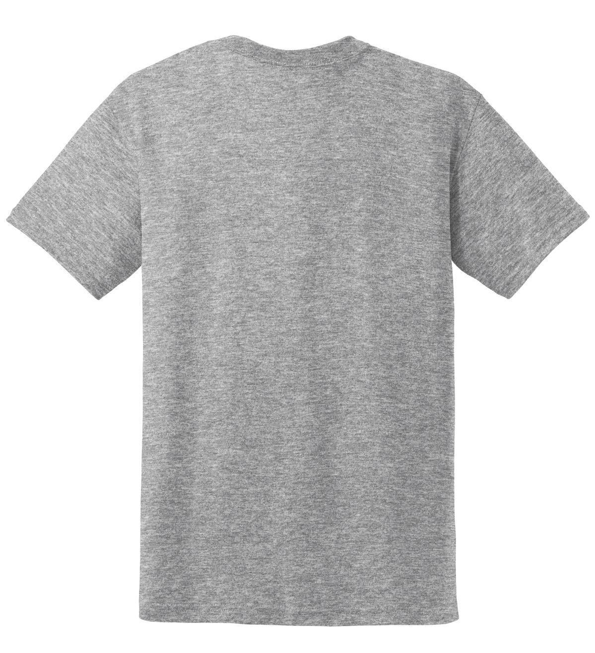 Rear View of Sport Grey Gildan DryBlend 50 Cotton/50 Poly T-Shirt. 8000