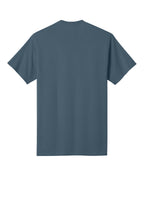 Rear View of Steel Blue Port & Co Core Cotton Tee. PC54