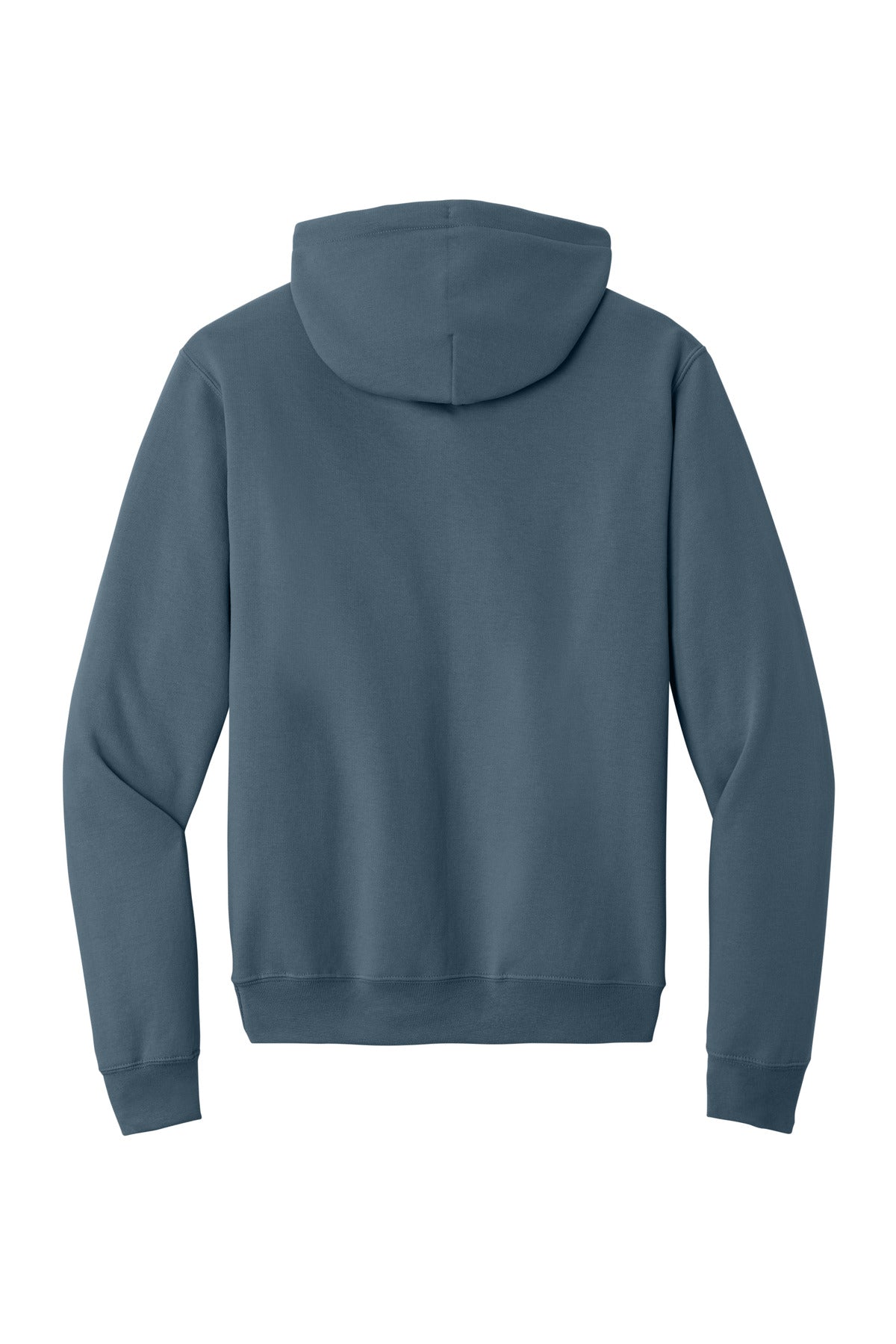 Rear View of Steel Blue Port & Co Core Fleece Pullover Hooded Sweatshirt. PC78H
