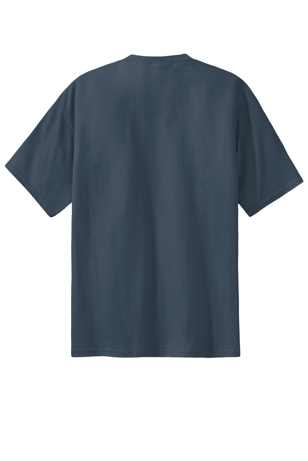 Rear View of Steel Blue Port & Co Essential Tee. PC61