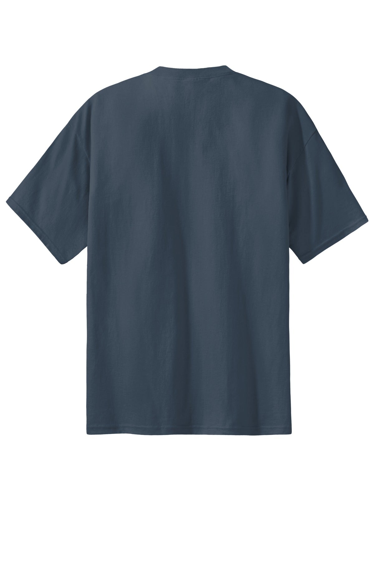 Rear View of Steel Blue Port & Co Essential Tee. PC61