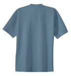 Rear View of Stonewash Blue Port & Co Essential Tee. PC61