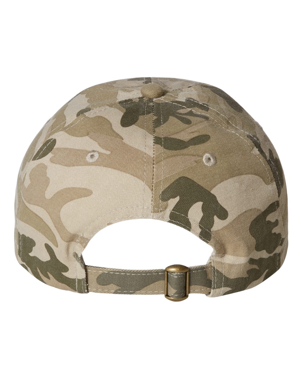 Rear View of Tan Camo Bio-Washed Classic Dad Hat - VC300A