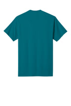 Rear View of Teal Port & Co Core Cotton Tee. PC54