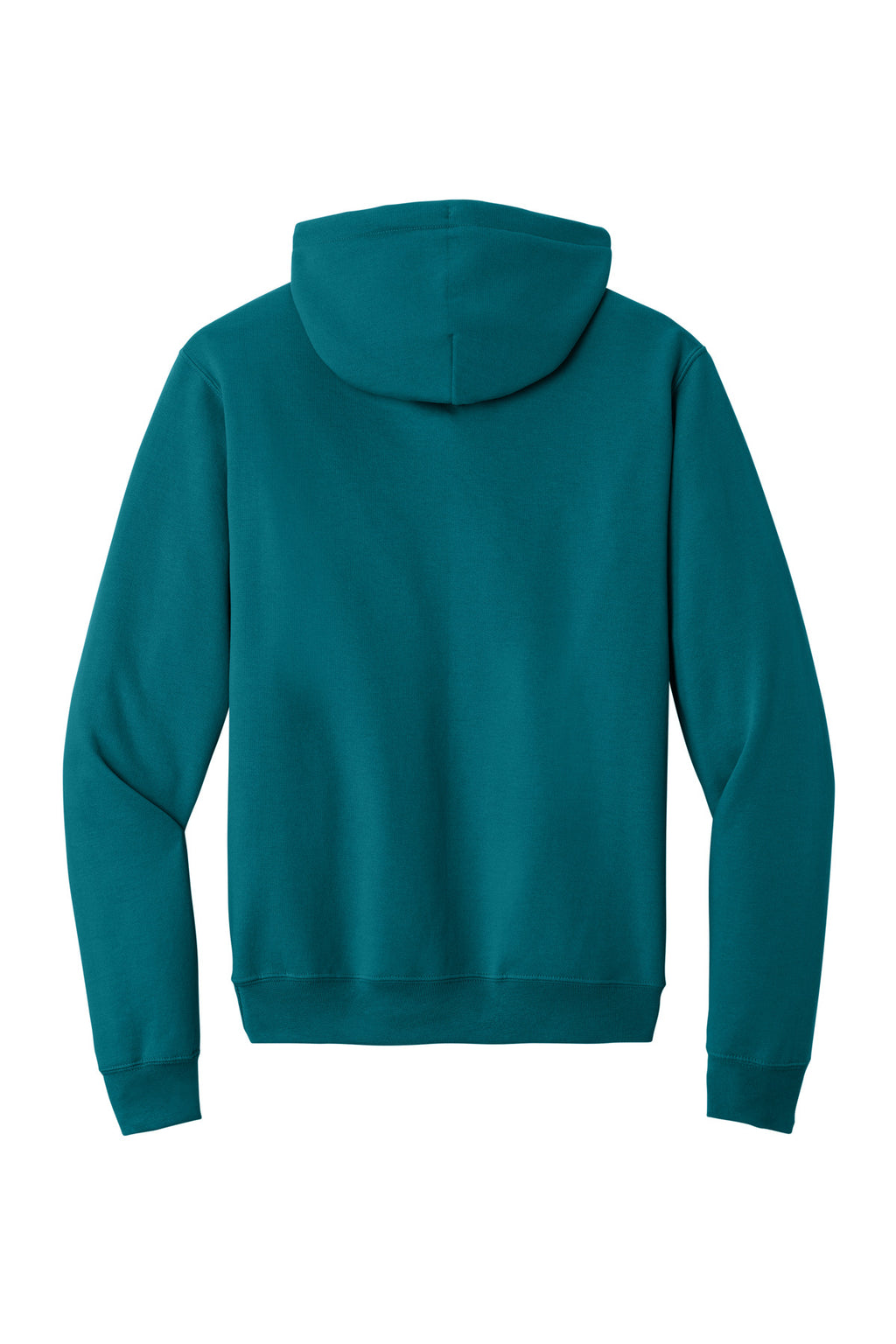 Rear View of Teal Port & Co Core Fleece Pullover Hooded Sweatshirt. PC78H