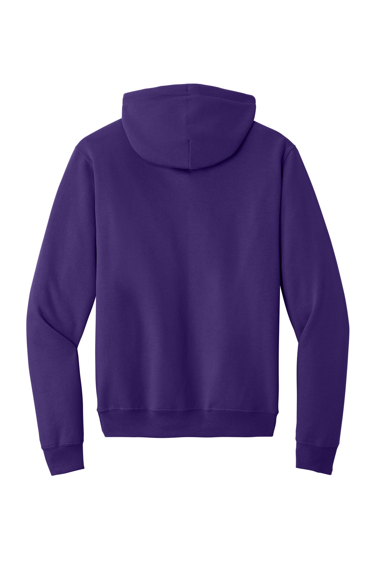 Rear View of Team Purple Port & Co Core Fleece Pullover Hooded Sweatshirt. PC78H