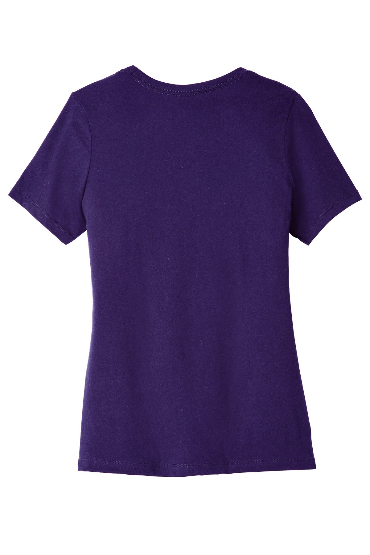 Rear View of TeamPurple BELLA+CANVAS Women's Relaxed Jersey Short Sleeve Tee. BC6400