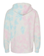 Rear View of Tie Dye Cotton Candy Midweight Tie-Dyed Hooded Sweatshirt - PRM4500TD
